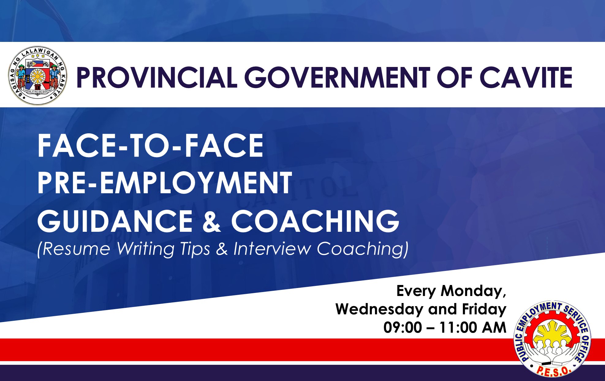 Face to face Pre-employment Guidance and Coaching